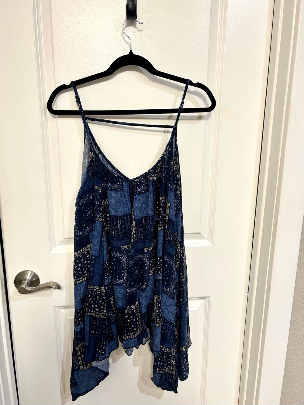 Arizona Jean Company Blue Patchwork Spaghetti Strap Camisole